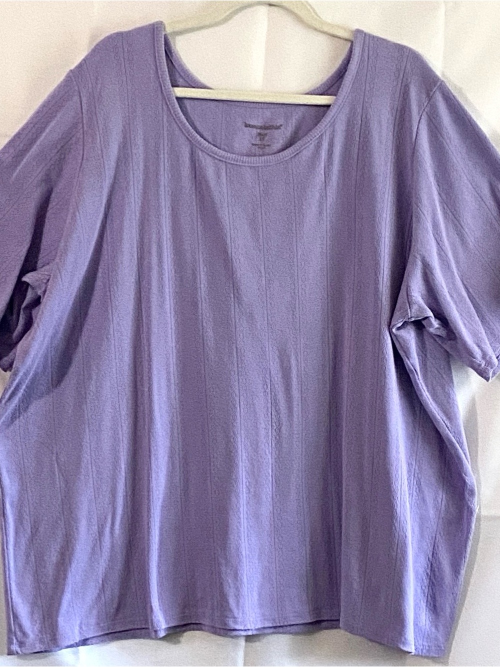 Woman Within 2X 26/28 Purple Pointelle Scoop Neck Cotton Blend Top